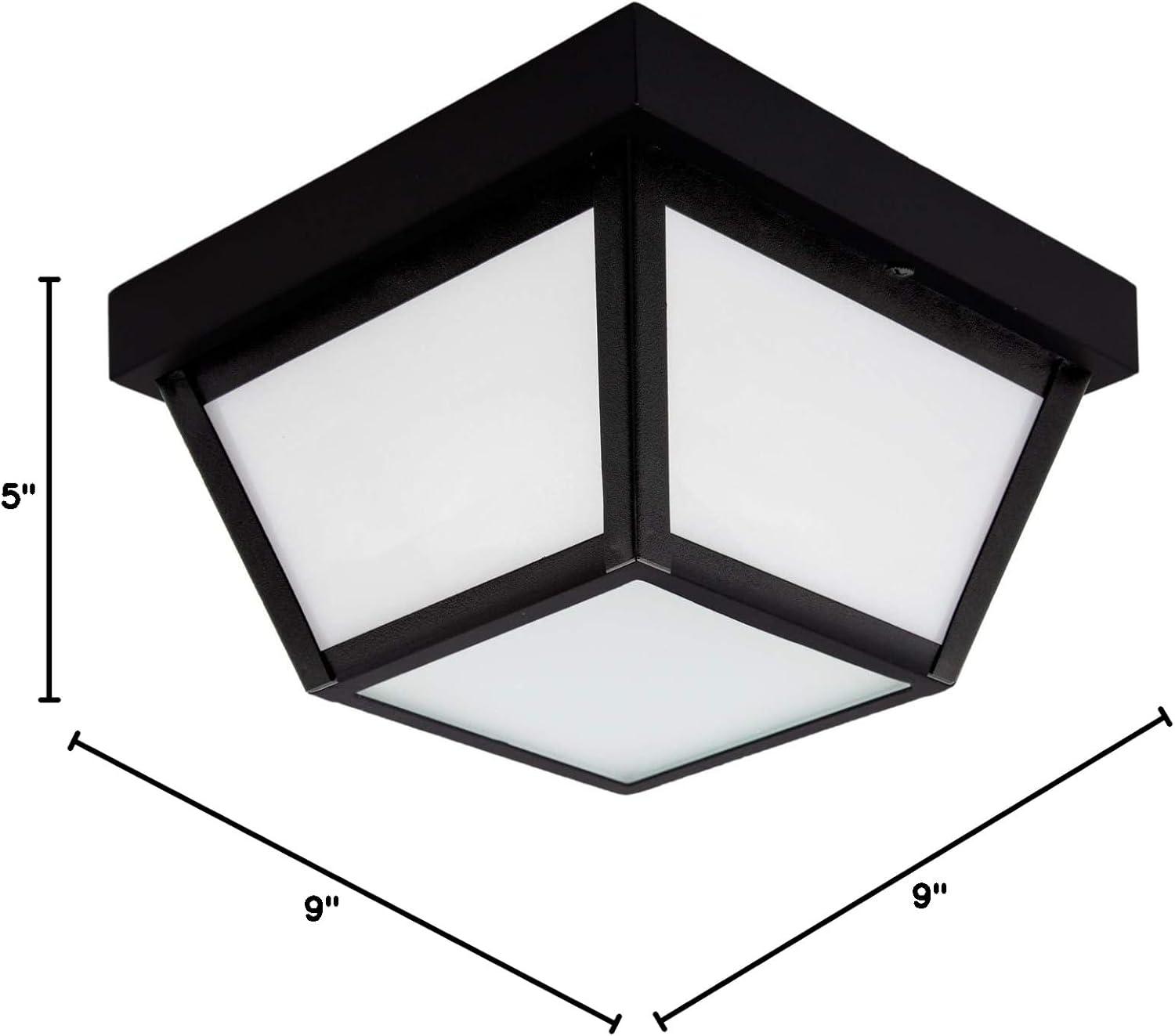 Maxxima LED Outdoor Porch Ceiling Light, Black w/ Frosted White Lens, 1000 Lumens, 3000K Warm White