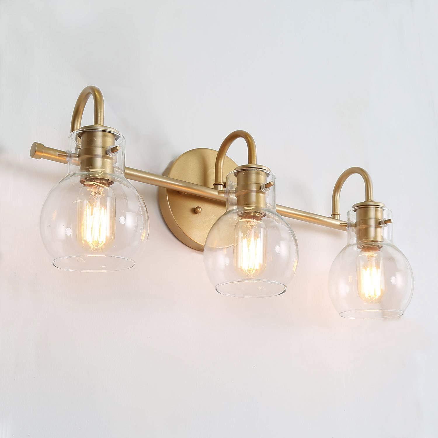 LALUZ Robb Modern 3-Light Gold Bathroom Light