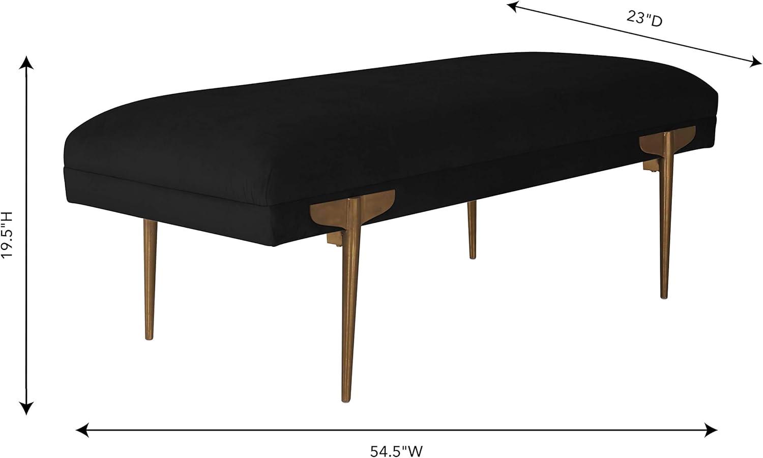 Elegant Brno Black Velvet Bench with Gold Stainless Steel Legs