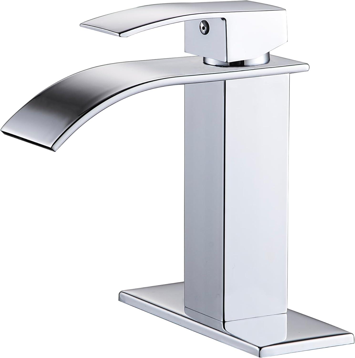 Chrome Modern Single Handle Waterfall Bathroom Faucet