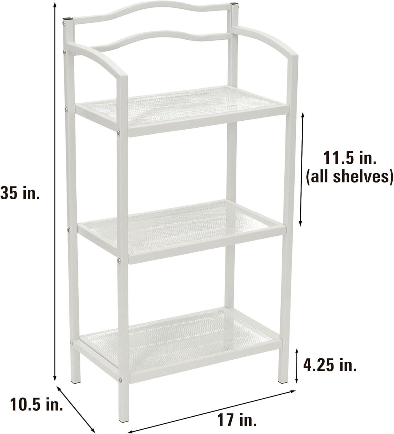 Elegant White 3-Tier Mesh Steel Freestanding Storage Shelf