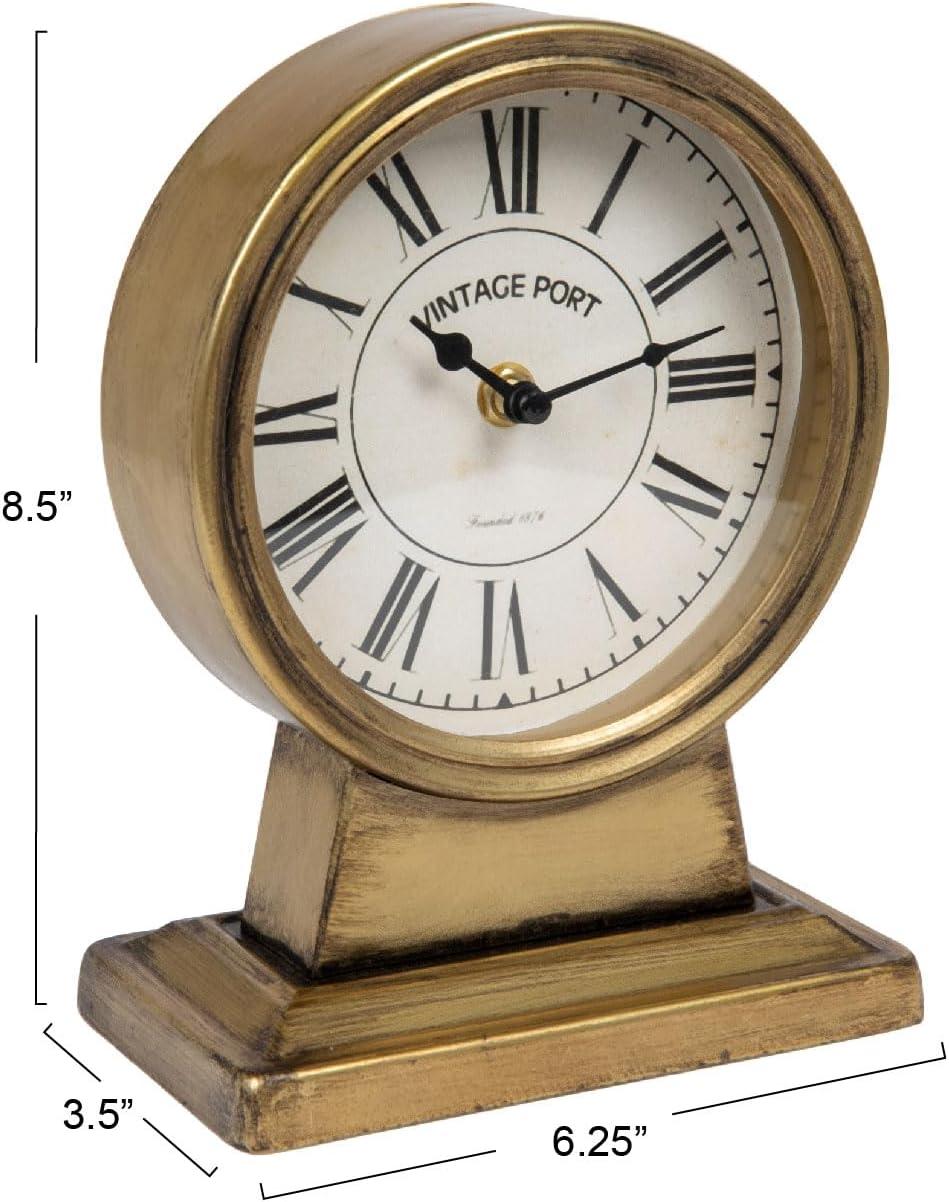 Creative Co-Op Quartz Gold Metal Tabletop Clock