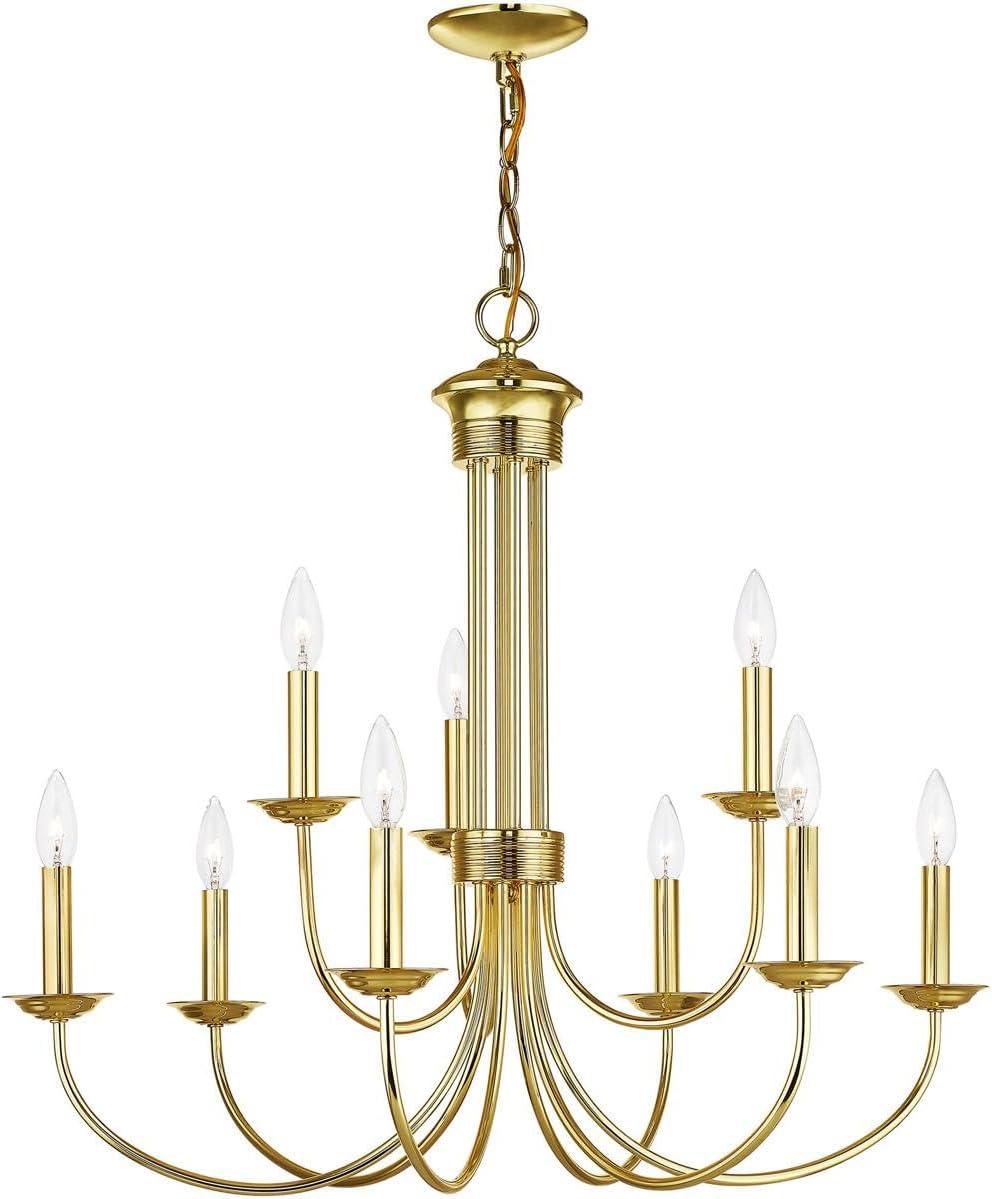 Livex Lighting 42687 Estate 9 Light 30" Wide Taper Candle Style Chandelier - Brass