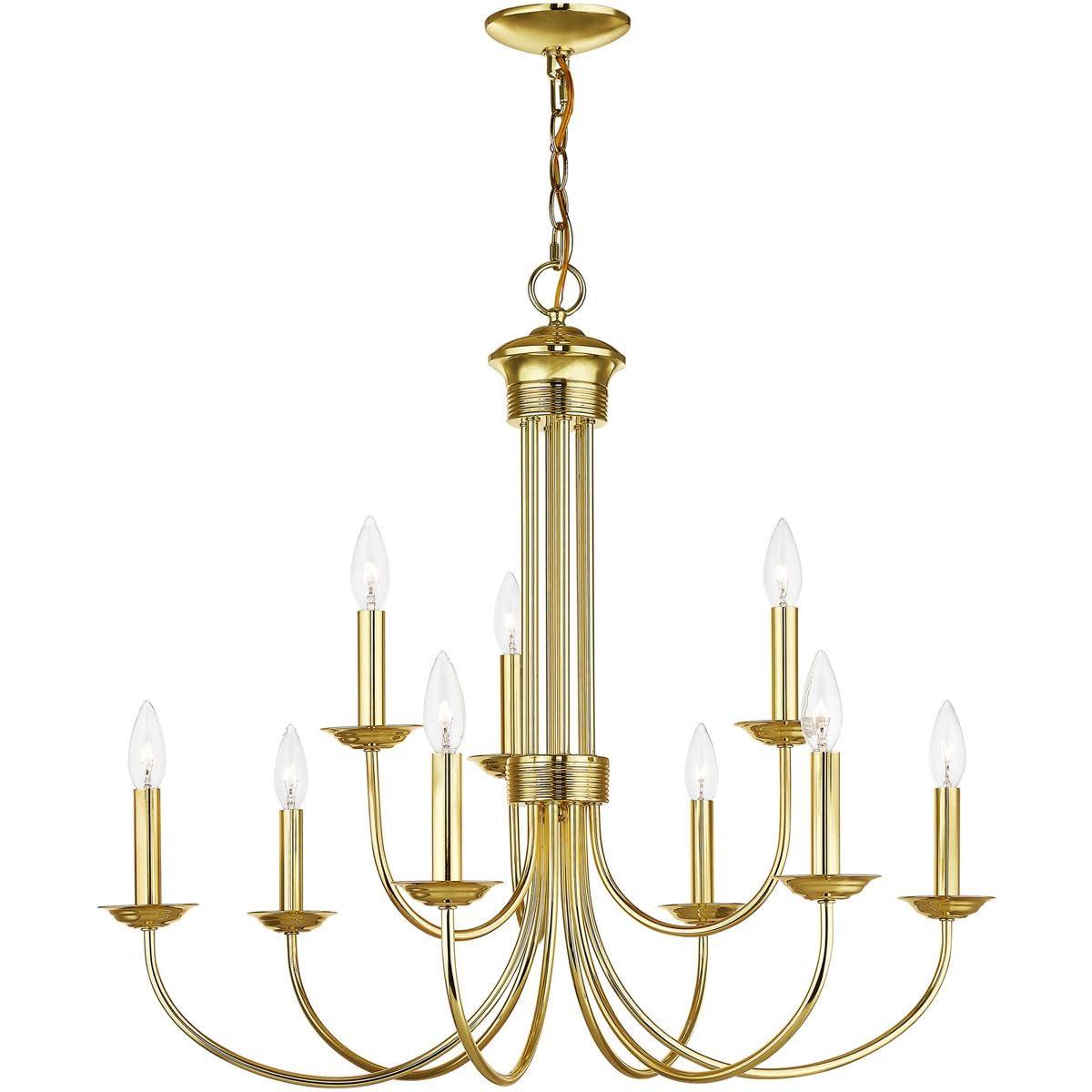 Livex Lighting Estate 9 - Light Chandelier in  Polished Brass