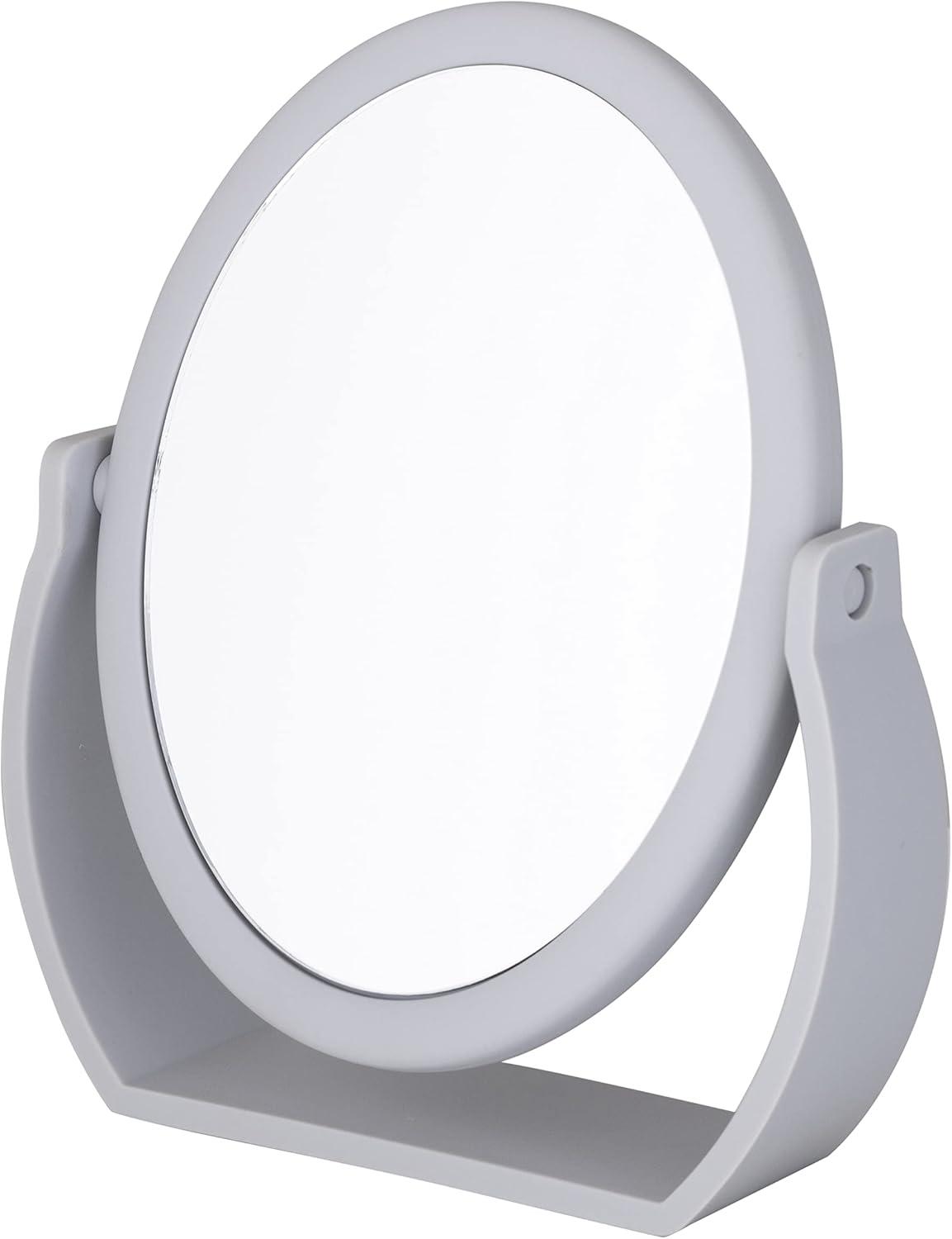 8" Vanity Rubberized 1X-10X Magnification Mirror Gray - Home Details