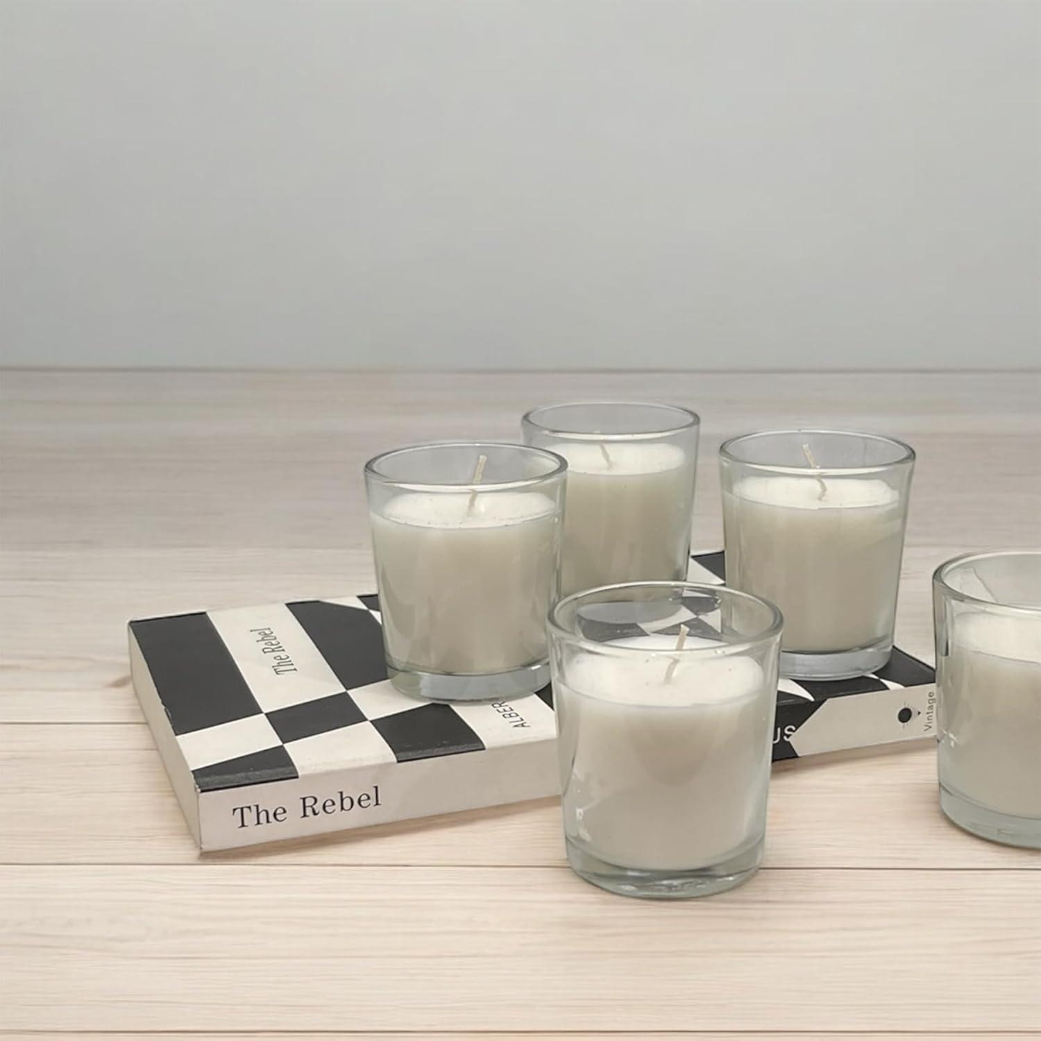 The Party Aisle™ Stonebriar Unscented Votive Candle with Glass Holder (Set of 48)
