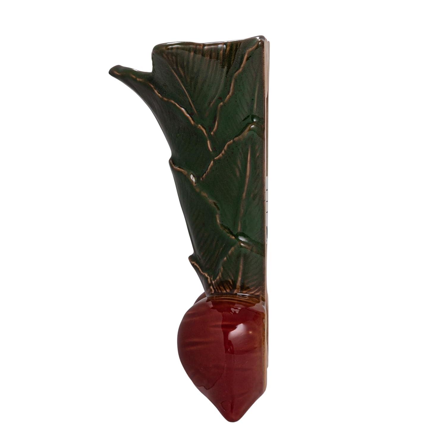 Creative Co-Op Embossed Stoneware Radish Shaped Wall Vase Planter, Green and Red