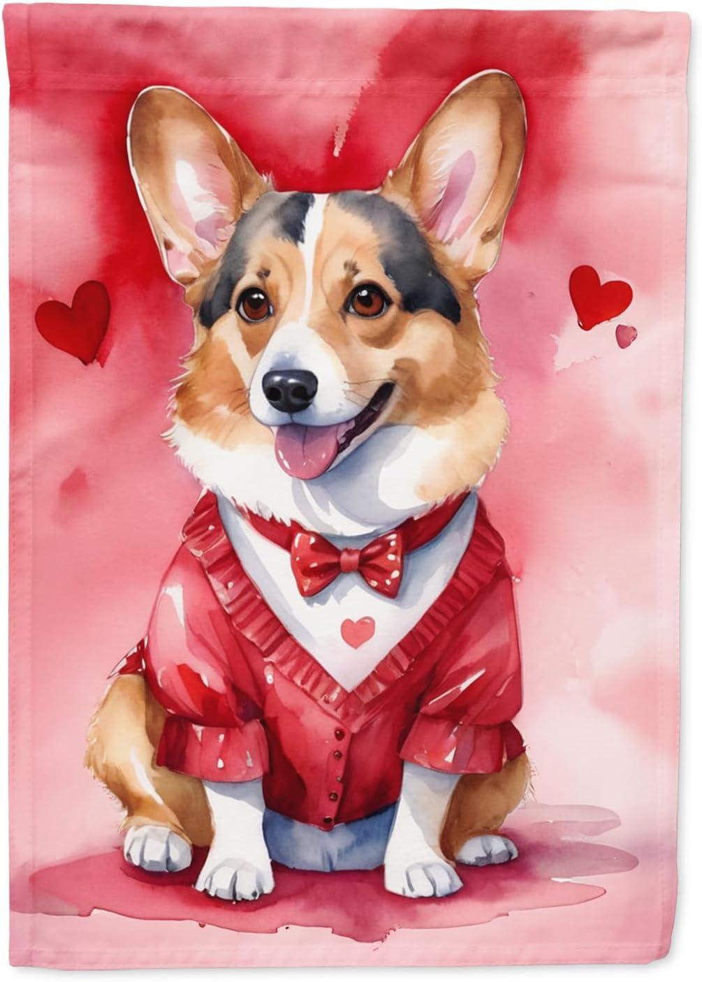 Corgi My Valentine Garden Flag