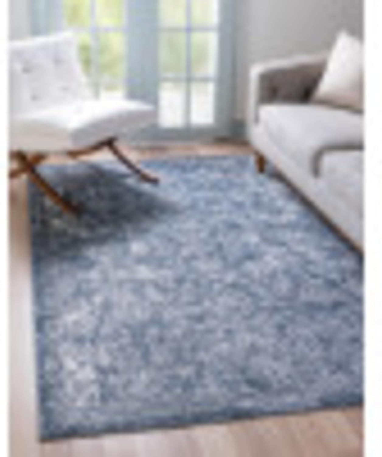 Unique Loom Albany Portland Rug Blue/Gray 5' 3" x 8' Rectangle Floral Farmhouse Perfect For Living Room Bed Room Dining Room Office