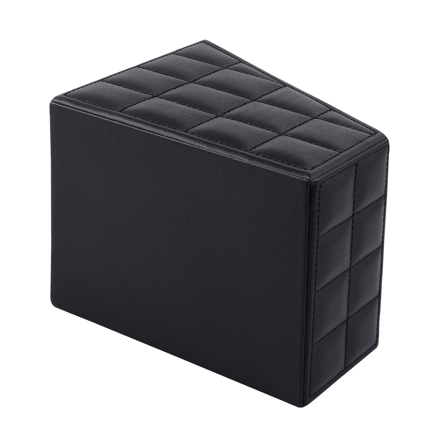 Fashionable PU Leather TV Remote Control Holder with 3 Compartments, Storage Rack, Storage Box, Media Accessory Storage, Desk Organizers (Blakc ge)