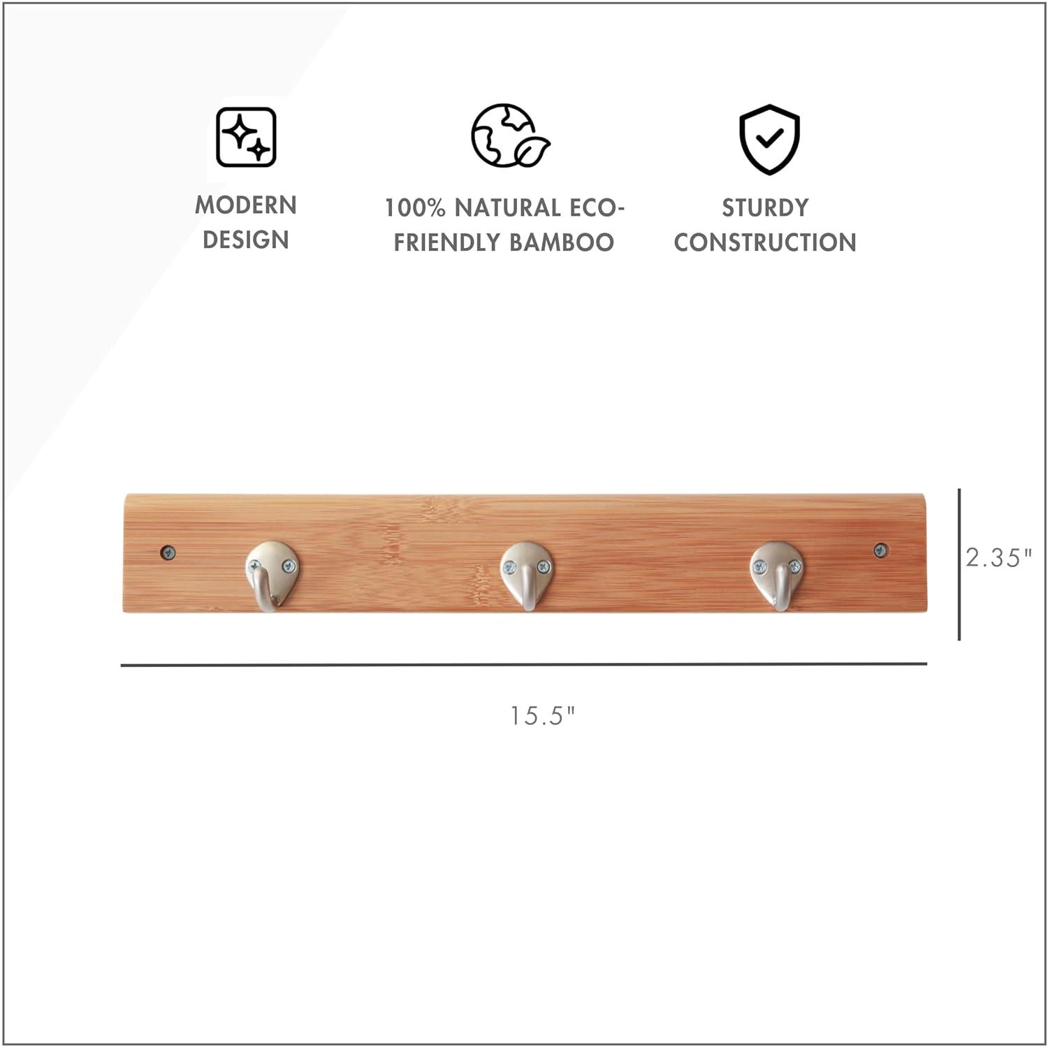 Bamboo and Stainless Steel Wall Mounted Towel Hook