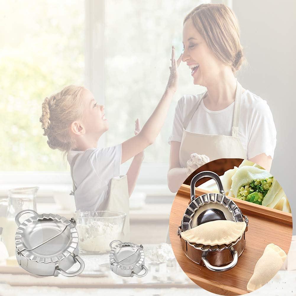 Stainless Steel Dumpling Ravioli Maker Press, 2 Pack Pierogi Mold - Wonton Mould, Easy-tool for Dumpling Wrapper Dough Stamp Cutter Pastry Pie Making (Small 3 inch,Large 3.75 inch)