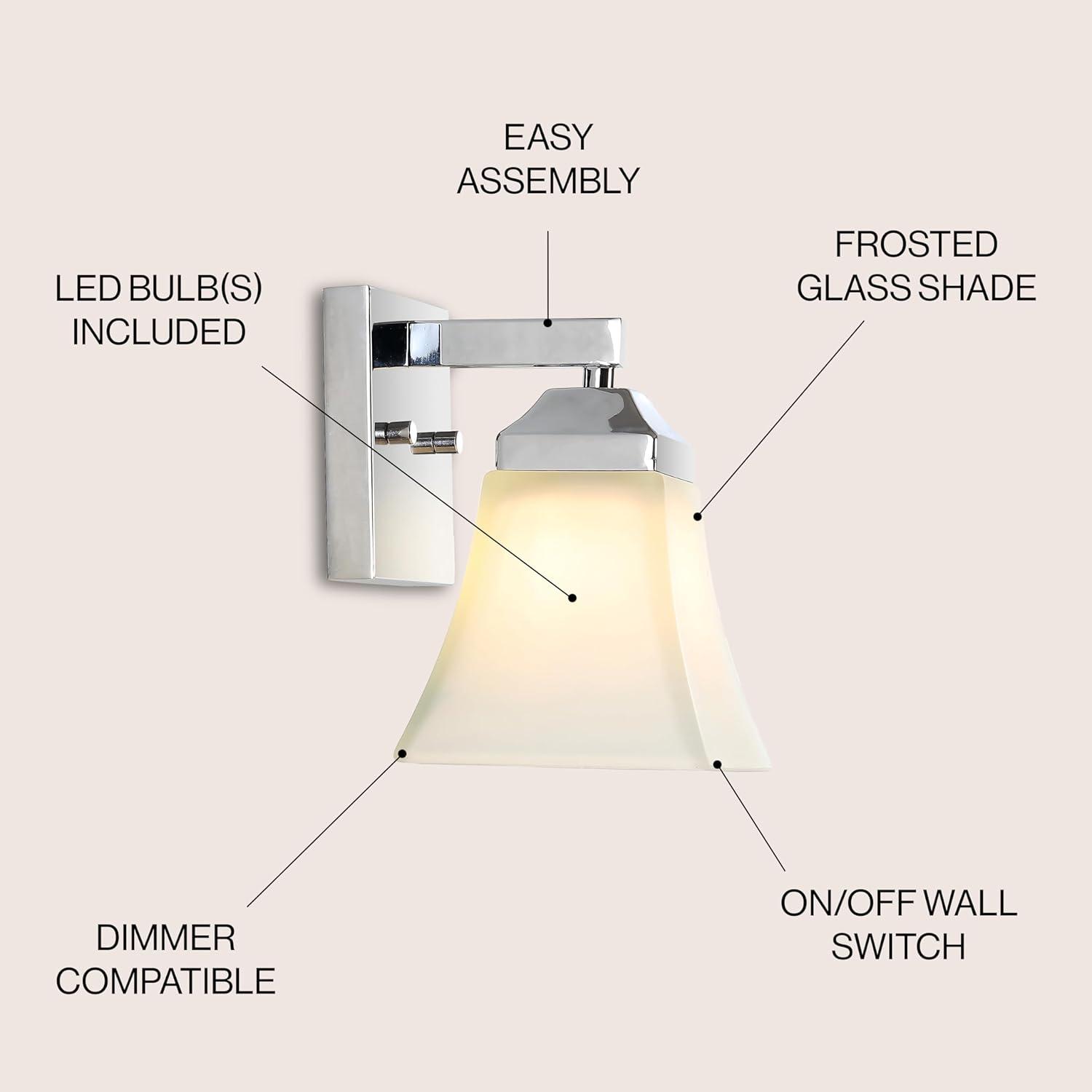 Staunton Chrome Polished 7.75" LED Vanity Light with Frosted Glass Shade