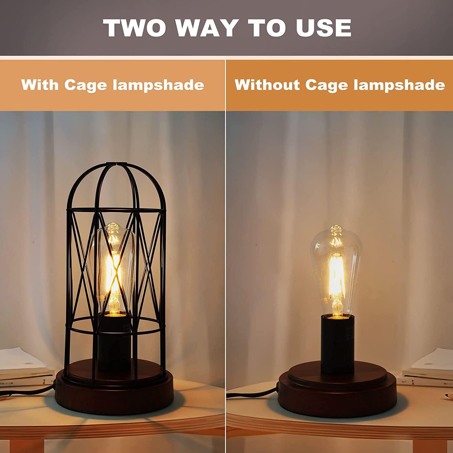 Touch Control Table Lamp, Industrial Bedside Lamp with 3 Way Dimmable Small Nightstand Lamp Vintage Metal Cage Table Lamp for Bedroom, Kitchen
