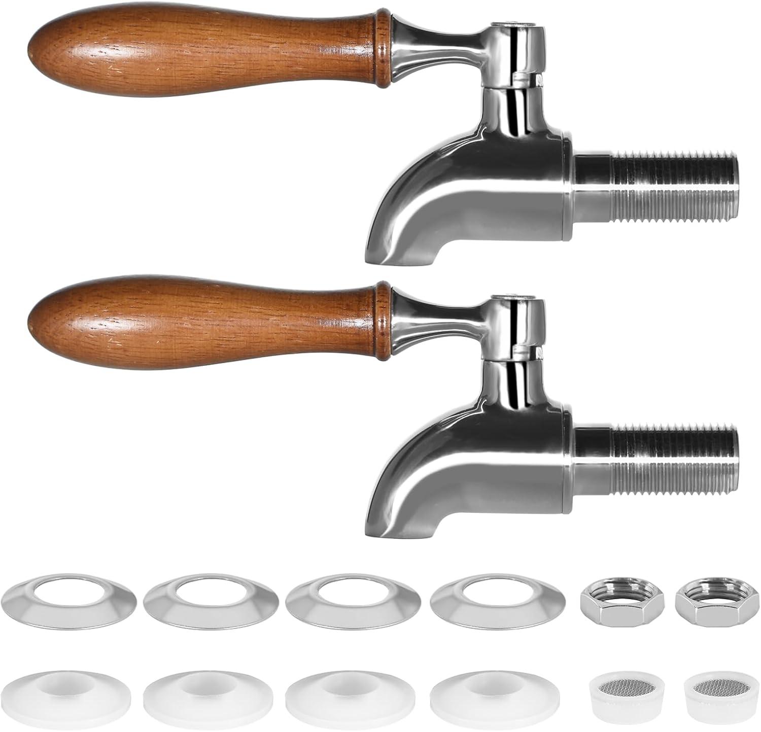 Polished Stainless Steel Beverage Dispenser Replacement Spigot Set