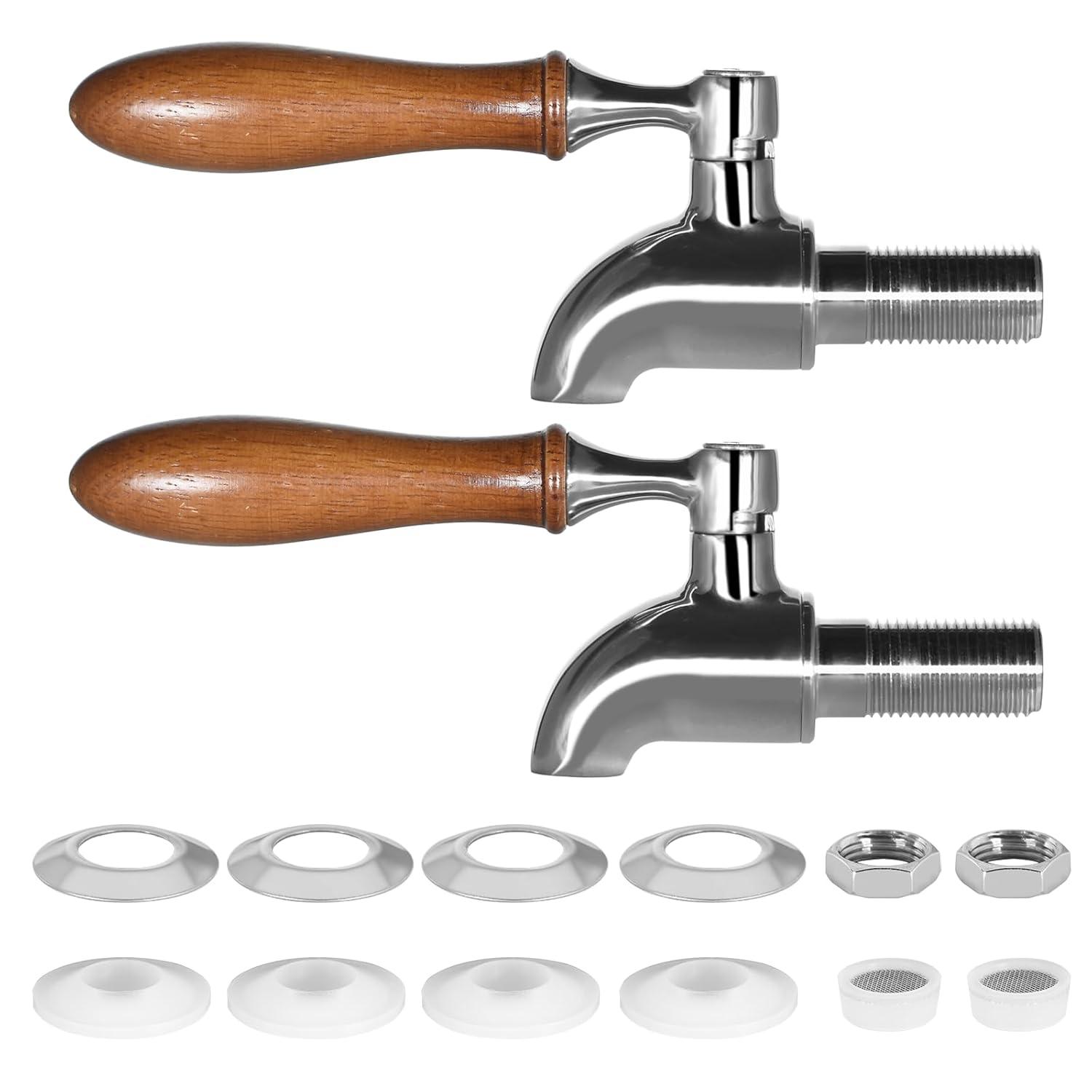 Polished Stainless Steel Beverage Dispenser Replacement Spigot Set