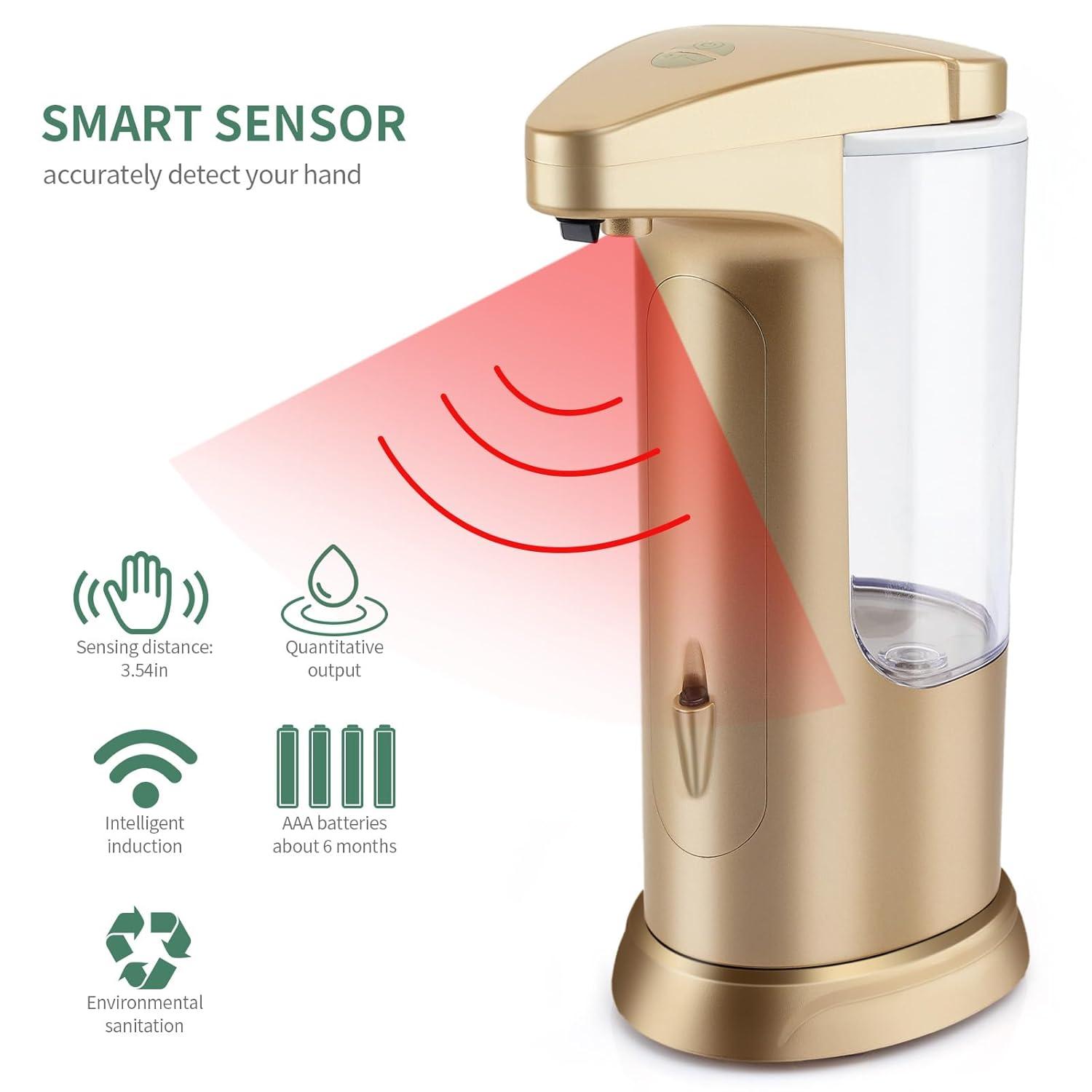 Automatic Soap Dispenser Touchless Sensor - Electric Liquid Soap Dispenser Hand Free with Adjustable Volume Switches for Kitchen Bathroom Countertop Shower Hotel C45