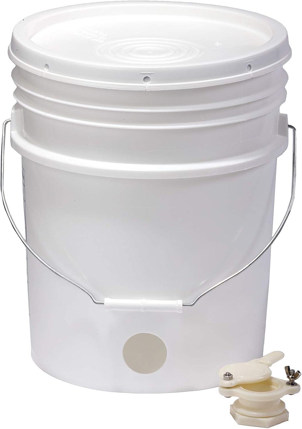 Little Giant BKT5 Plastic Honey Extractor Bucket with Honey Gate Tool for Beekeeping Harvesting, 5 Gallon