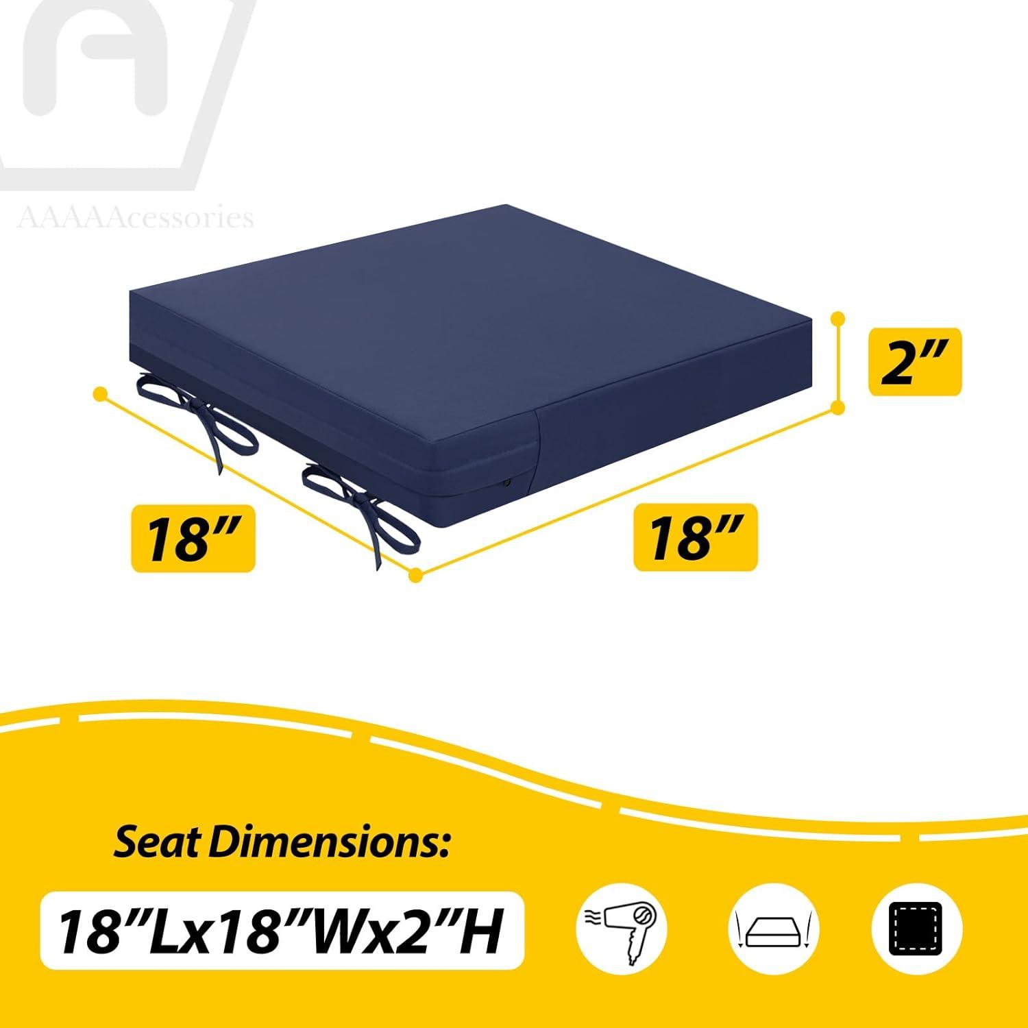 18 in. x 18 in. x 2 in. Outdoor Square Dining Chair Seat Cushion for Patio Furniture, Navy Blue (2-Pack)