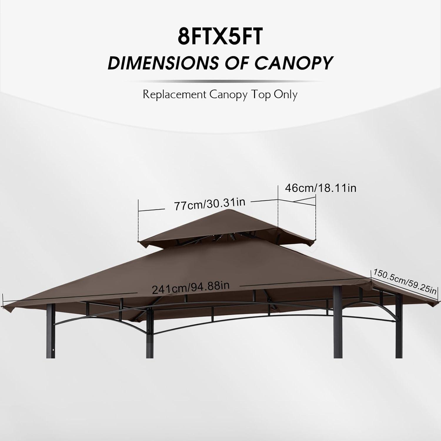 Brown Polyester Replacement Canopy for Grill Gazebo