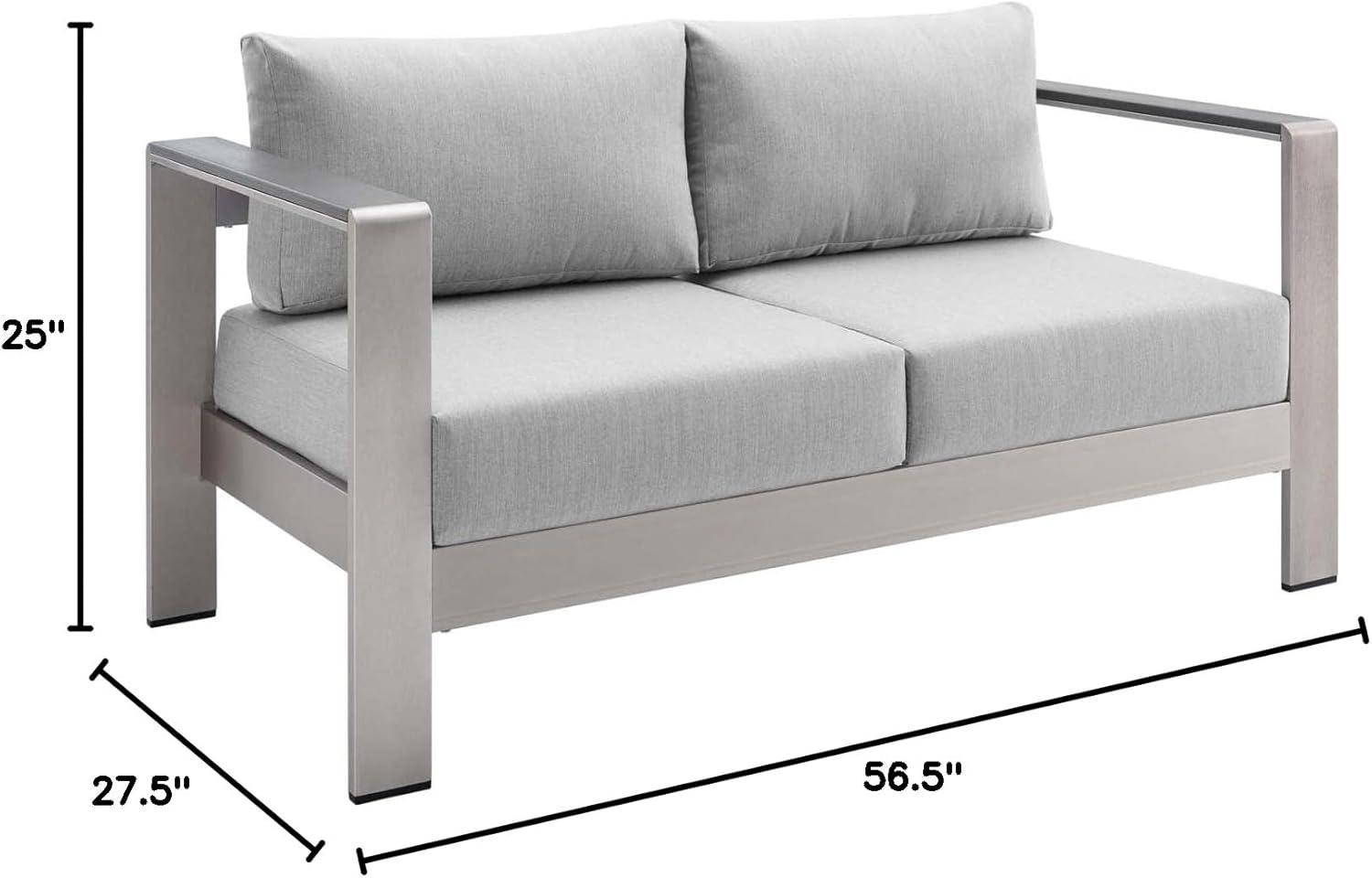 Gray Aluminum Outdoor Loveseat with Sunbrella Fabric