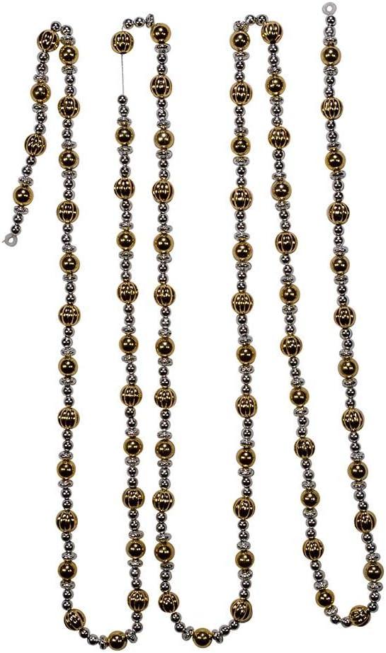 Kurt S. Adler 9-Foot Shiny Silver and Gold Beaded Garland