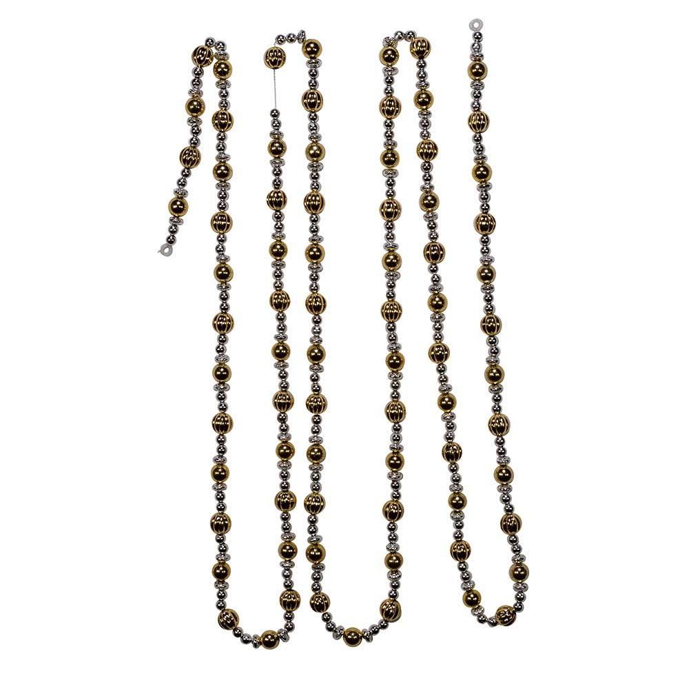 Kurt S. Adler 9-Foot Shiny Silver and Gold Beaded Garland