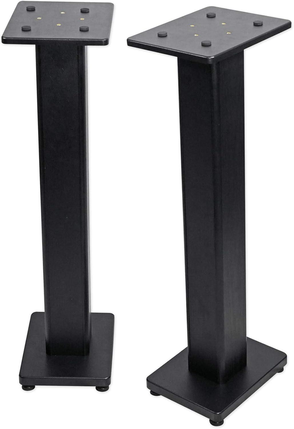 Black 36" MDF Bookshelf Speaker Stands with Isolation Pads