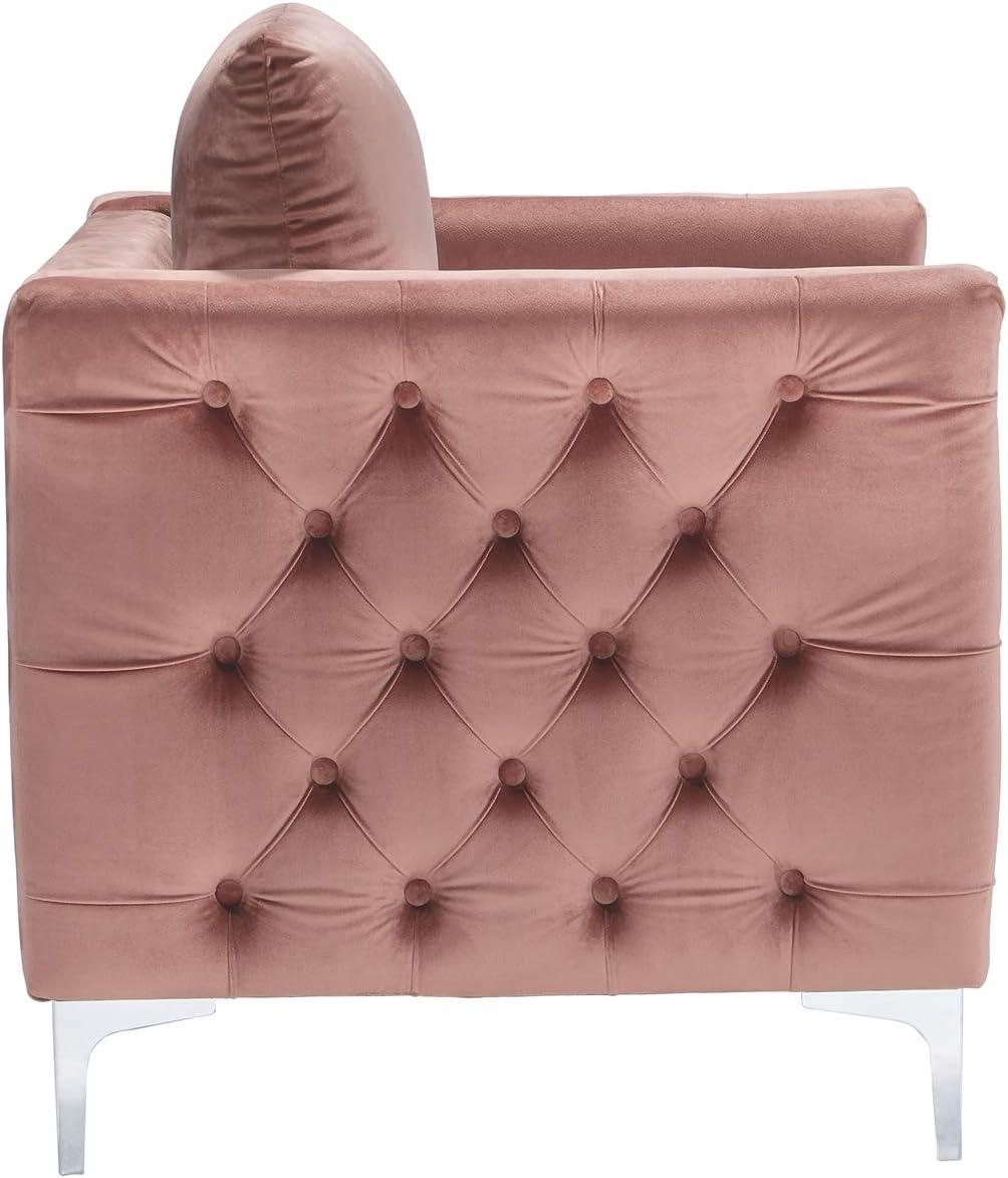 OUWI Lizmont Modern Glam Accent Chair with Nailhead Trim, Pink