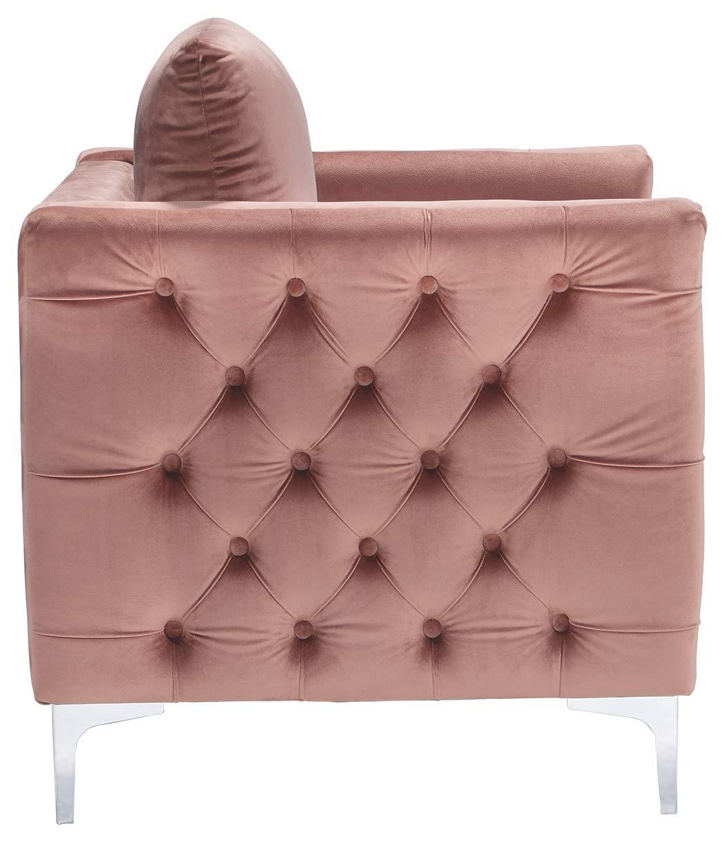 OUWI Lizmont Modern Glam Accent Chair with Nailhead Trim, Pink