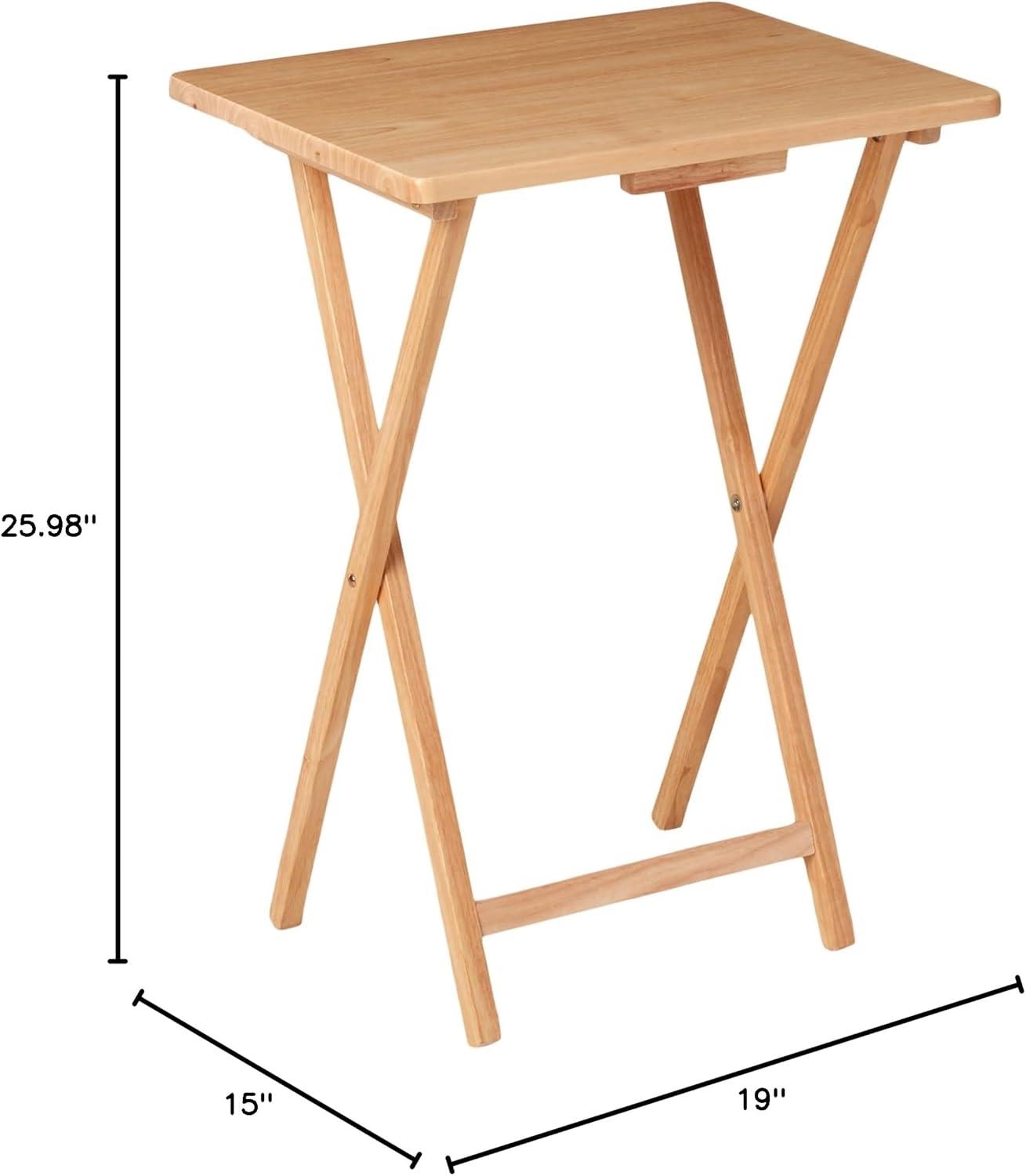 Natural Rubberwood Folding TV Tray Table, 19 x 15 x 26 inches