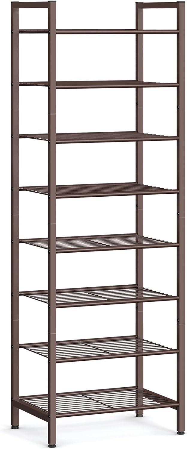 Bronze 8-Tier Stackable Metal Shoe Rack for Small Spaces