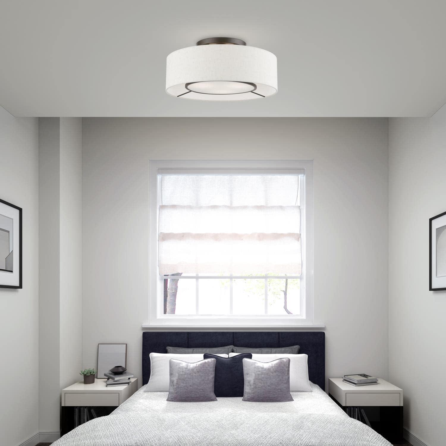 Livex Lighting Ellsworth 3 - Light Semi-Flush Mount in  Brushed Nickel/Shiny White