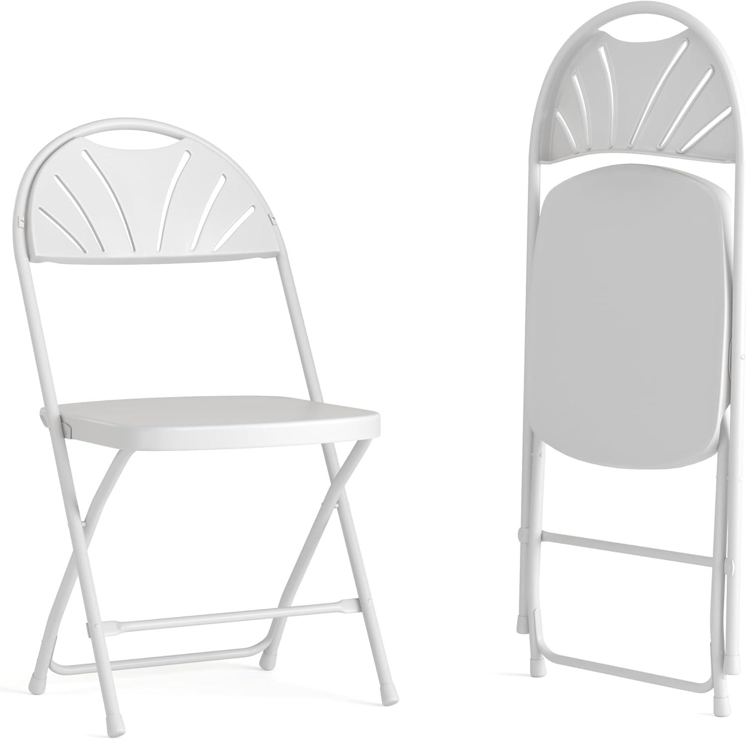 Emma and Oliver 2 Pack Wedding Party Event Fan Back Plastic Folding Chair Home Office