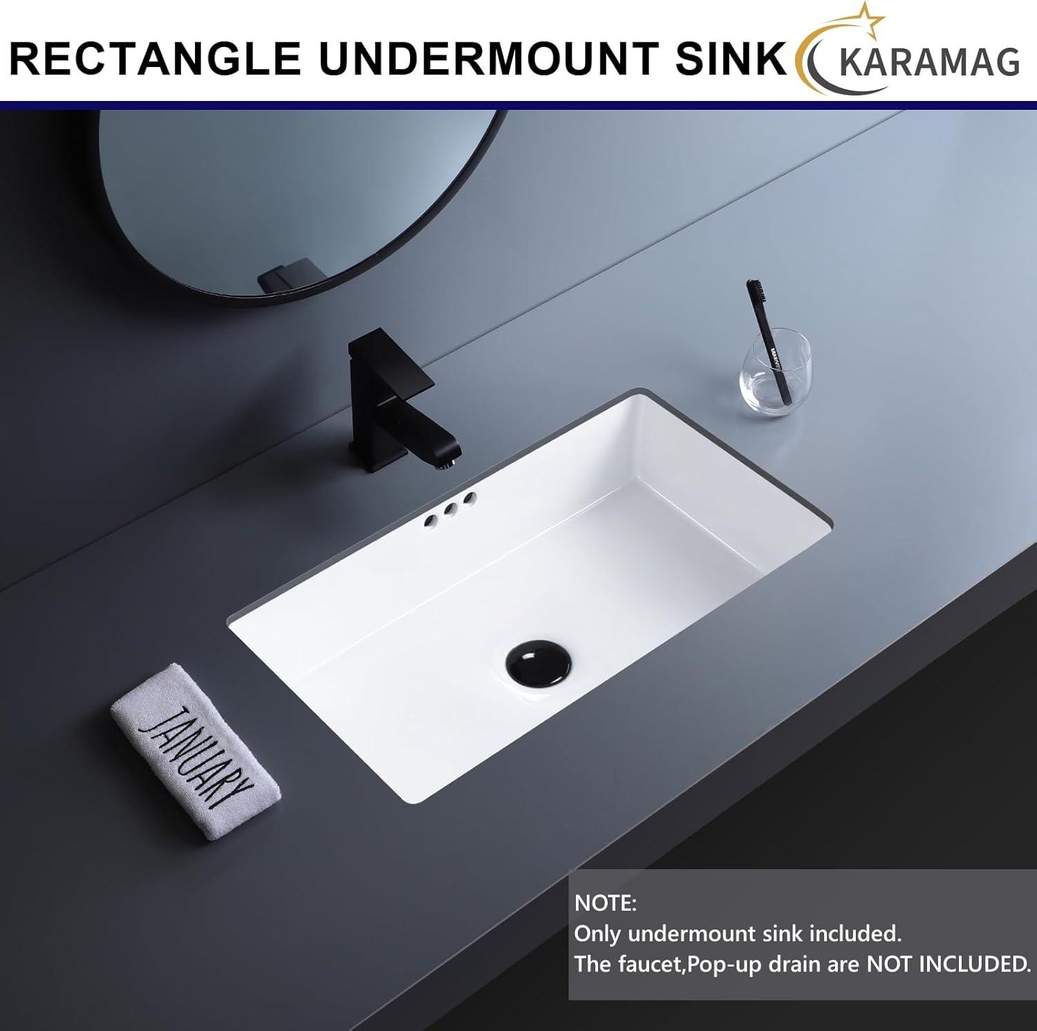 22" x 16" Undermount Bathroom Sink White Ceramic Bathroom Sink Rectangular Undermount Sink