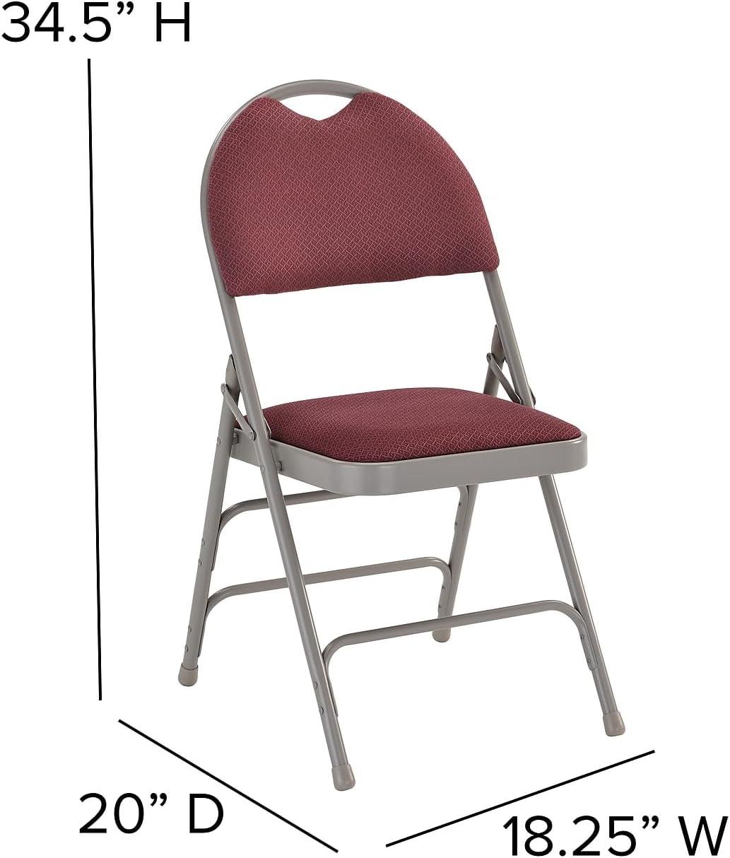 Flash Furniture 2 Pack HERCULES Series Ultra-Premium Triple Braced Burgundy Fabric Metal Folding Chair with Easy-Carry Handle