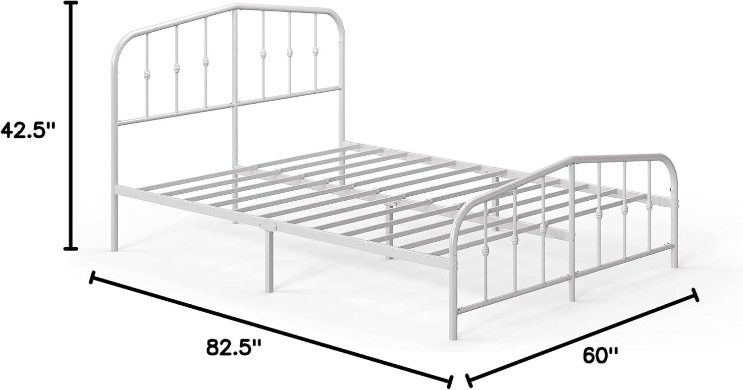 Zinus Queen Heidi Metal Platform Bed Frame White: Contemporary Style, Steel Construction, No Box Spring Needed, Max 700 lbs