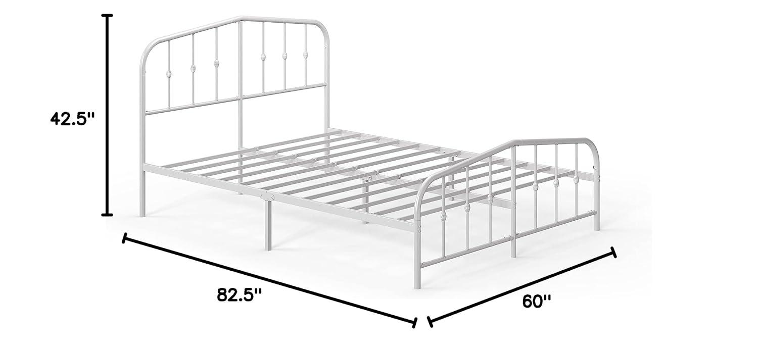 Zinus Queen Heidi Metal Platform Bed Frame White: Contemporary Style, Steel Construction, No Box Spring Needed, Max 700 lbs