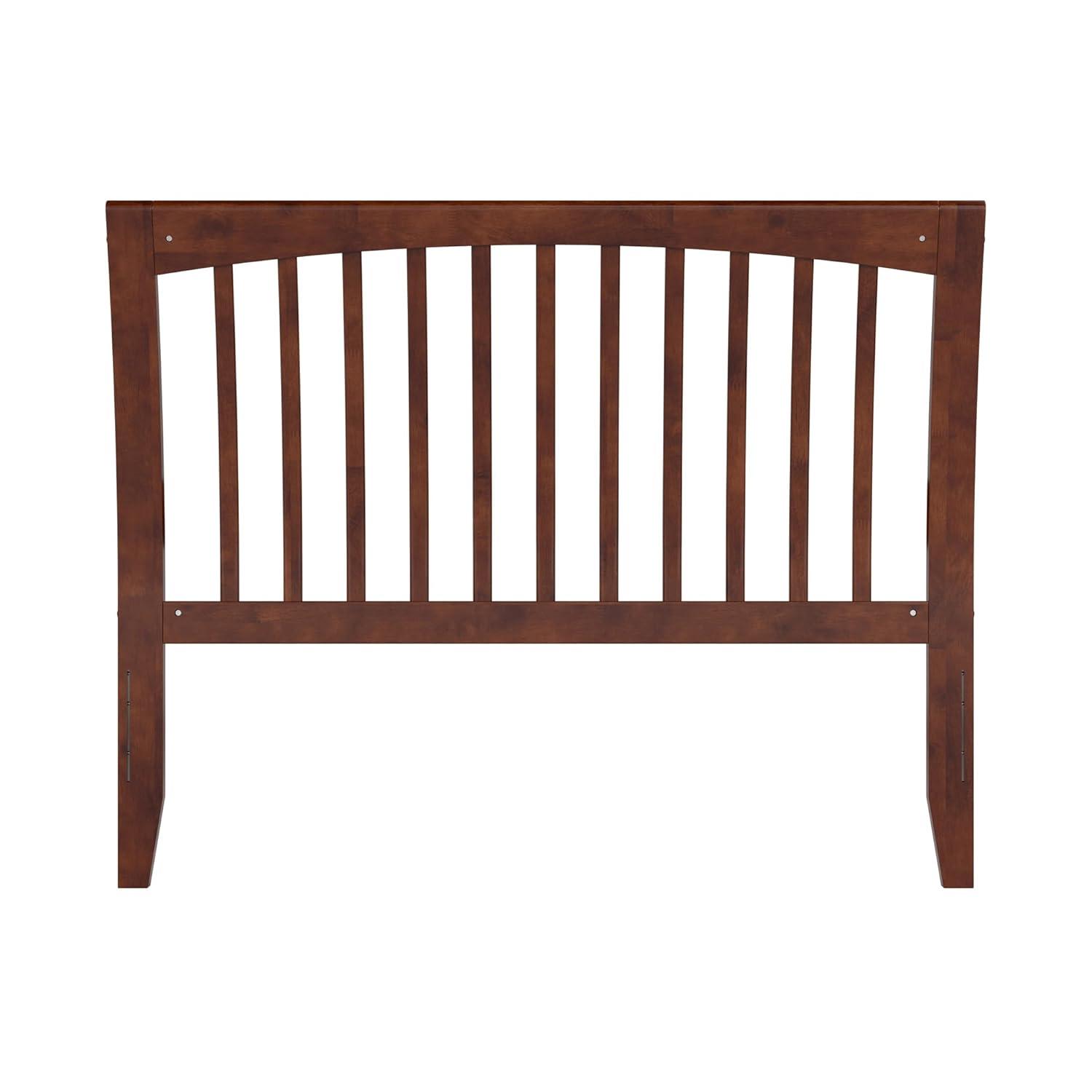 Solid Wood Slat Headboard - Sleigh Design Bed Frame - Walnut Finish - Full, Queen, King Sizes