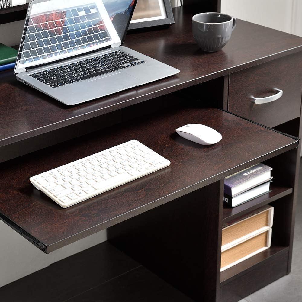 Axess Computer Desk with Keyboard Tray, Cherry brown