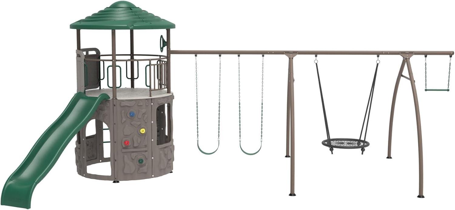 Lifetime Kid's Adventure Tower Swing Set with Spider Swing, Slide and Climbing Wall (91201)