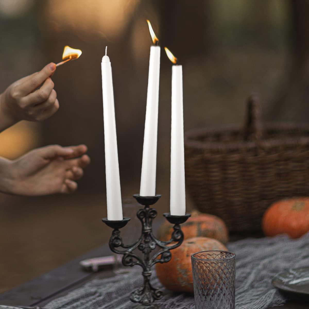 White Dripless Taper Candles for Thanksgiving, 10 Inch