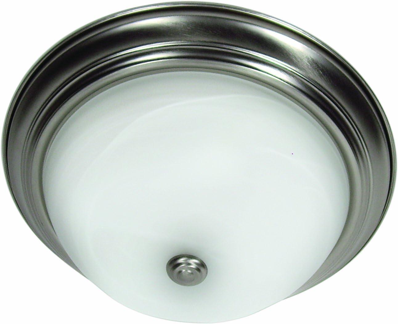 Yosemite 2 Light Flush Mount - Satin Nickel: UL Listed, Glass Shade, Metal Body, E26 Socket