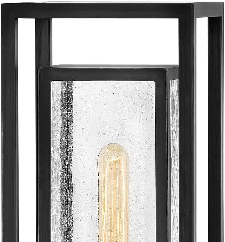 Black 17" Outdoor Post Lantern with Clear Seedy Glass