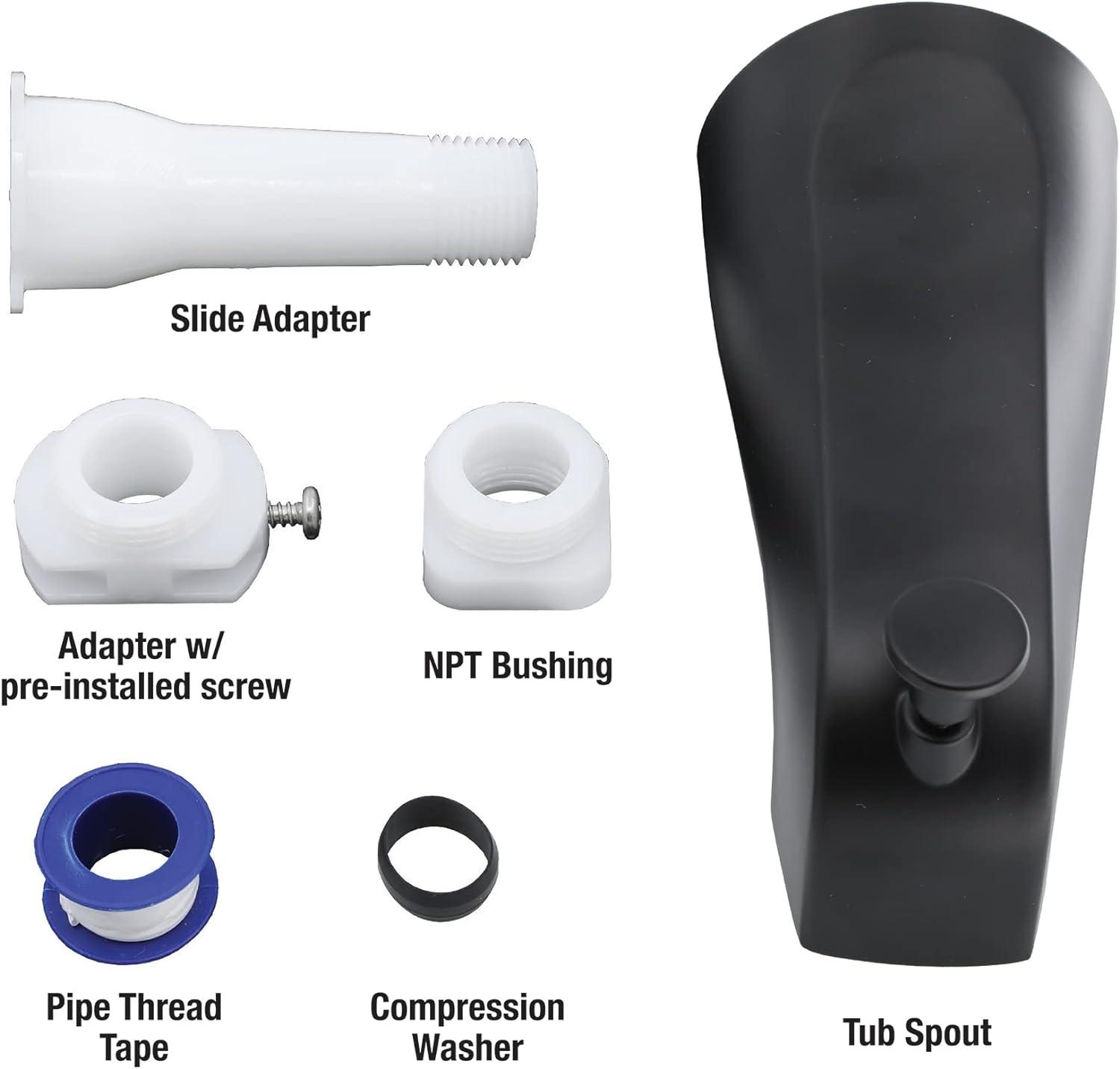 Danco Universal Bathroom Tub Spout with Diverter in Matte Black, 0.7 lbs. Weight (11079)