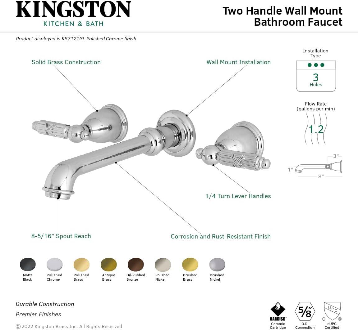 Kingston Brass Kingston Brass Georgian Two-Handle 3-Hole Wall Mount Bathroom Faucet KS7122GL