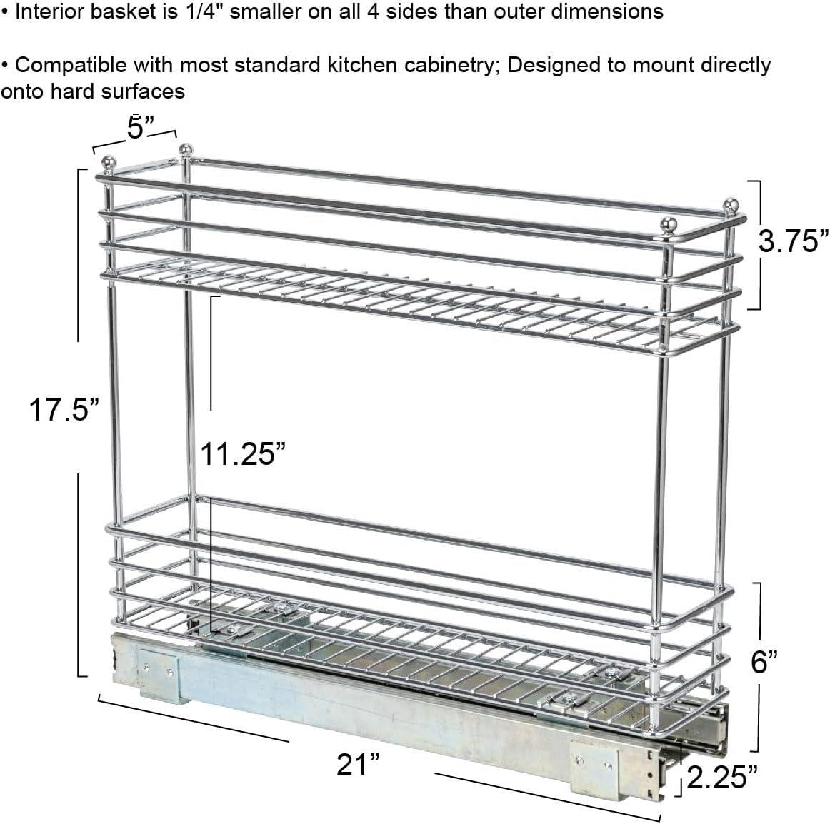 Glidez Multipurpose Chrome-Plated Steel Pull-Out/Slide-Out Storage Organizer for Under Cabinet Use - 2-Tier Design - Chrome