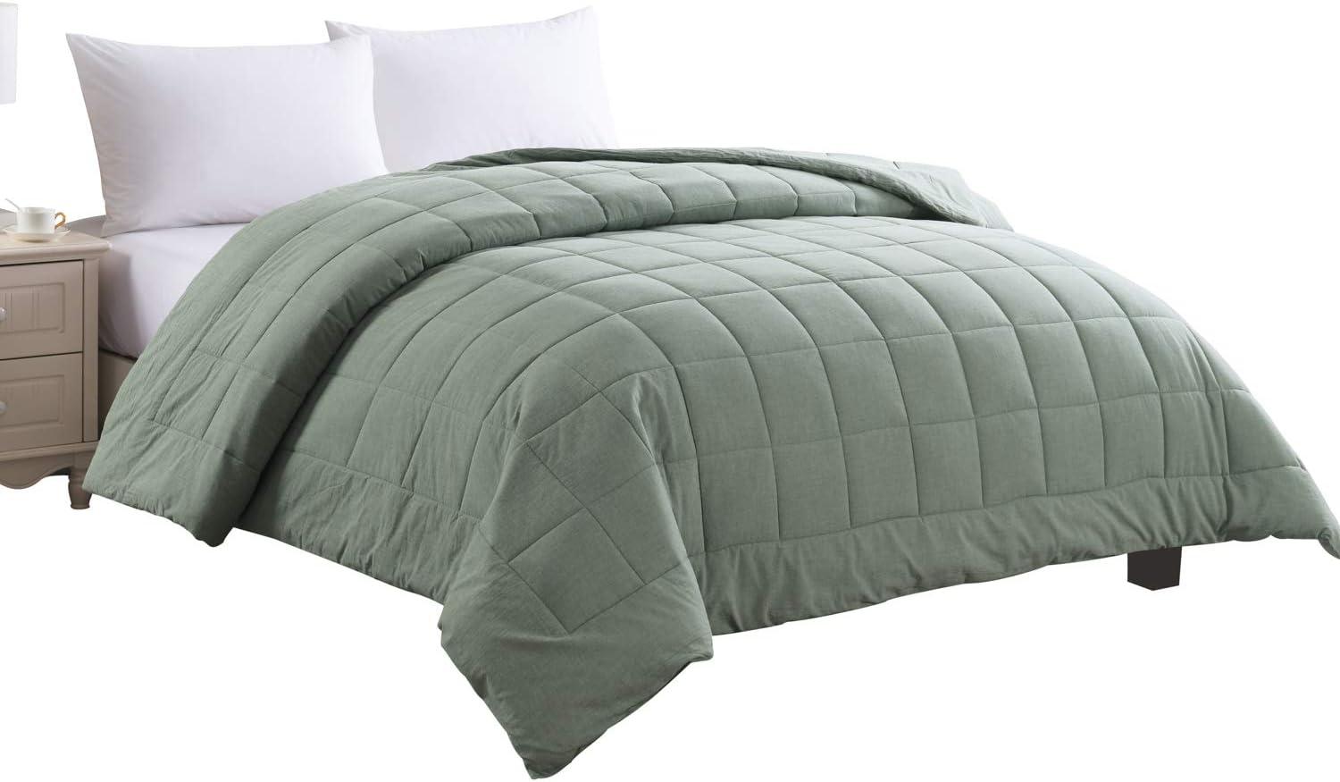 King Size Green Cotton Machine Washable Comforter