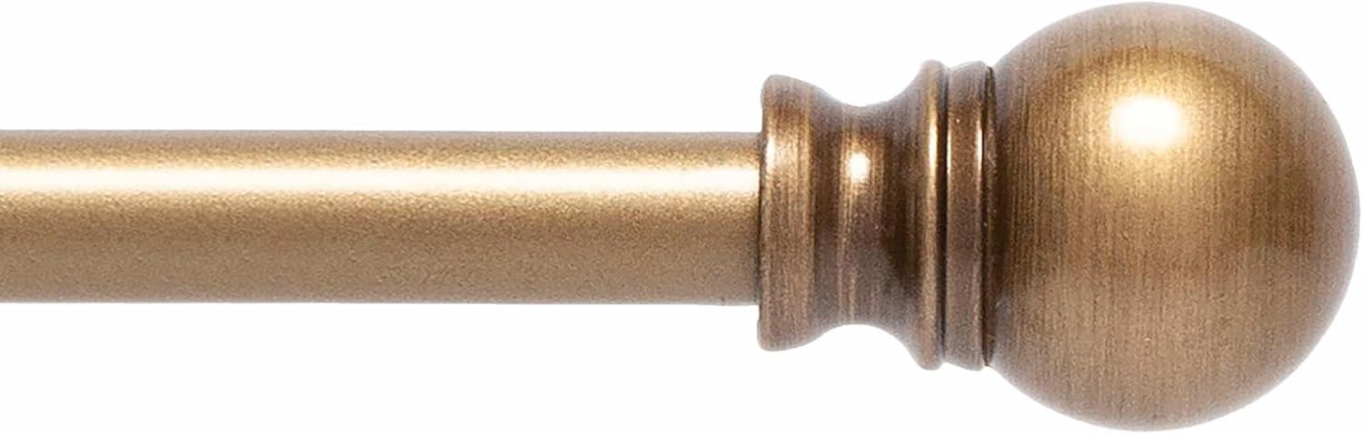 Kenney® Davenport 1/2" Petite Cafe Decorative Window Curtain Rod, 48-86", Brushed Brass