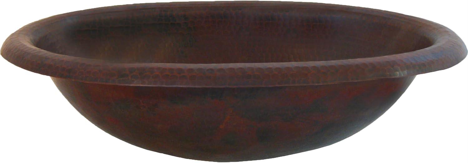 Novatto 11'' Antique Hammered Copper Copper Oval Bathroom Sink